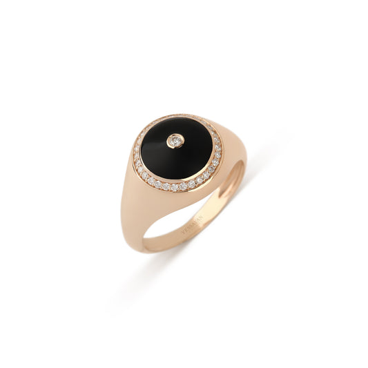 Rose Gold Onyx & Diamond Ring | Solitaire ring | Jewelry online 