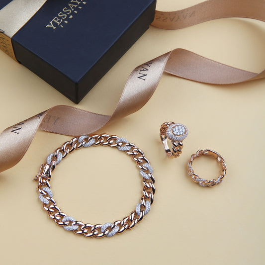 Diamond Two-Tone 3 to 1 Cuban Link Bracelet | best jewellery stores | diamond bracelet for women