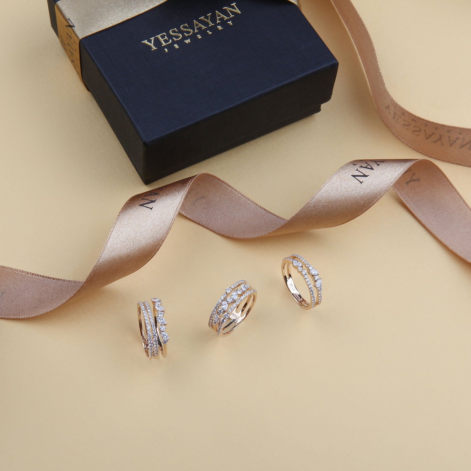 Double Band Marquise & Round Diamond Ring | Diamond store jewellery | diamond rings