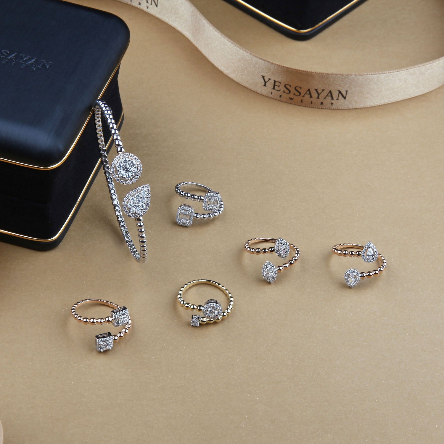 Pear & Round Diamond Illusion Cuff Bracelet | diamond bracelet for women | Best website for jewelry