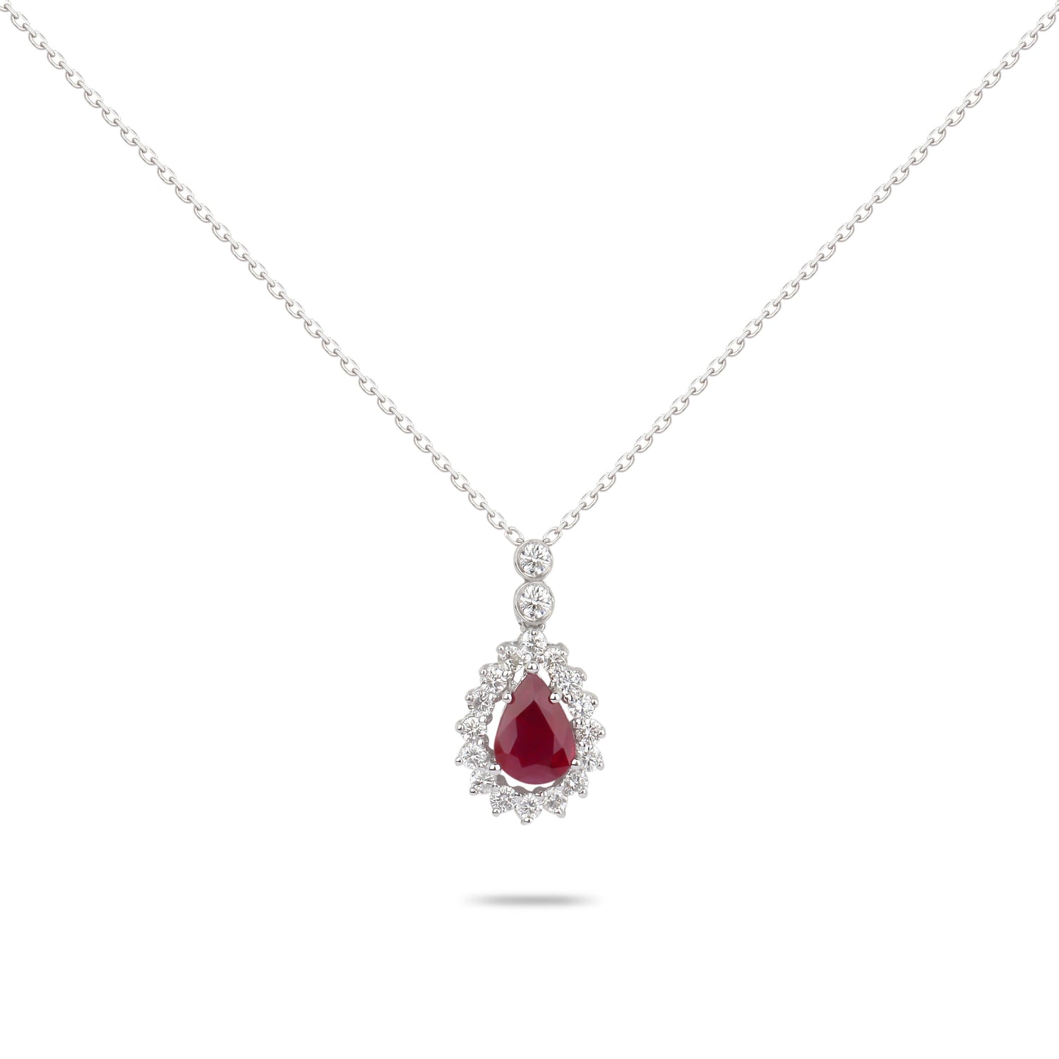 Framed Ruby & Diamond White Gold Necklace | Diamond Necklace | Buy Diamond Necklace Online