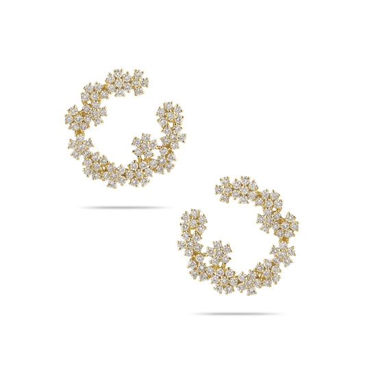 Floral Diamond Hoops