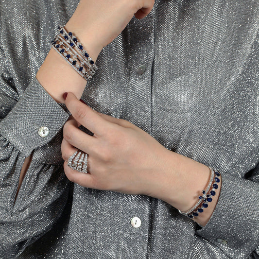 Twist Sapphire & Diamond Cuff Bracelet | Buy necklace online 