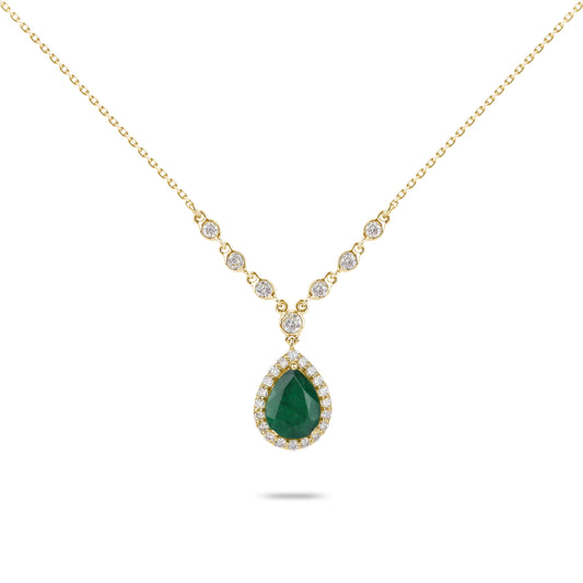 Emerald & Diamond Accented Necklace