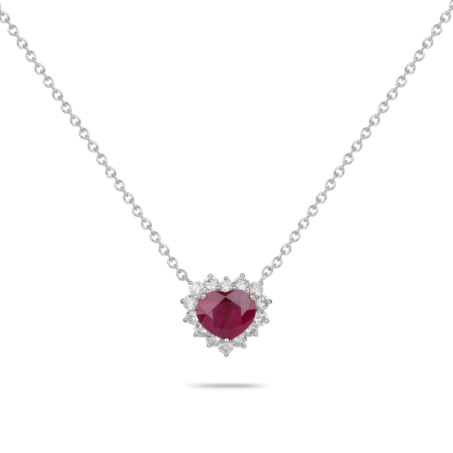 Ruby & Diamond Heart Necklace | Diamond Necklace | Jewellery Necklace