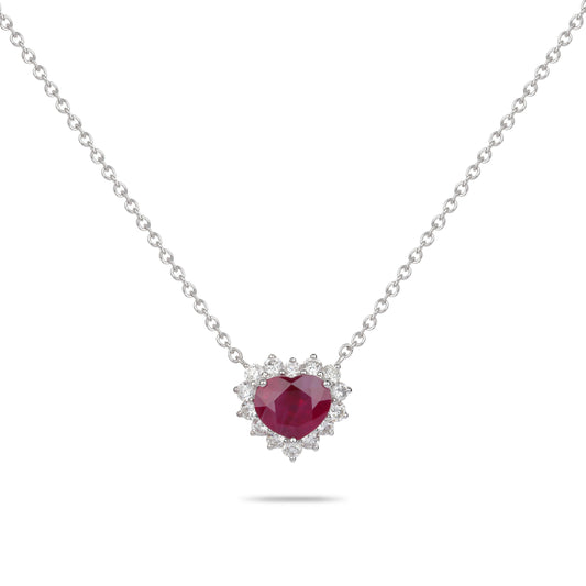 Ruby & Diamond Heart Necklace | Diamond Necklace | Jewellery Necklace