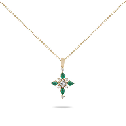 Crossed Emeralds & Diamonds Necklace | Necklaces with diamonds | Buy Jewelry online