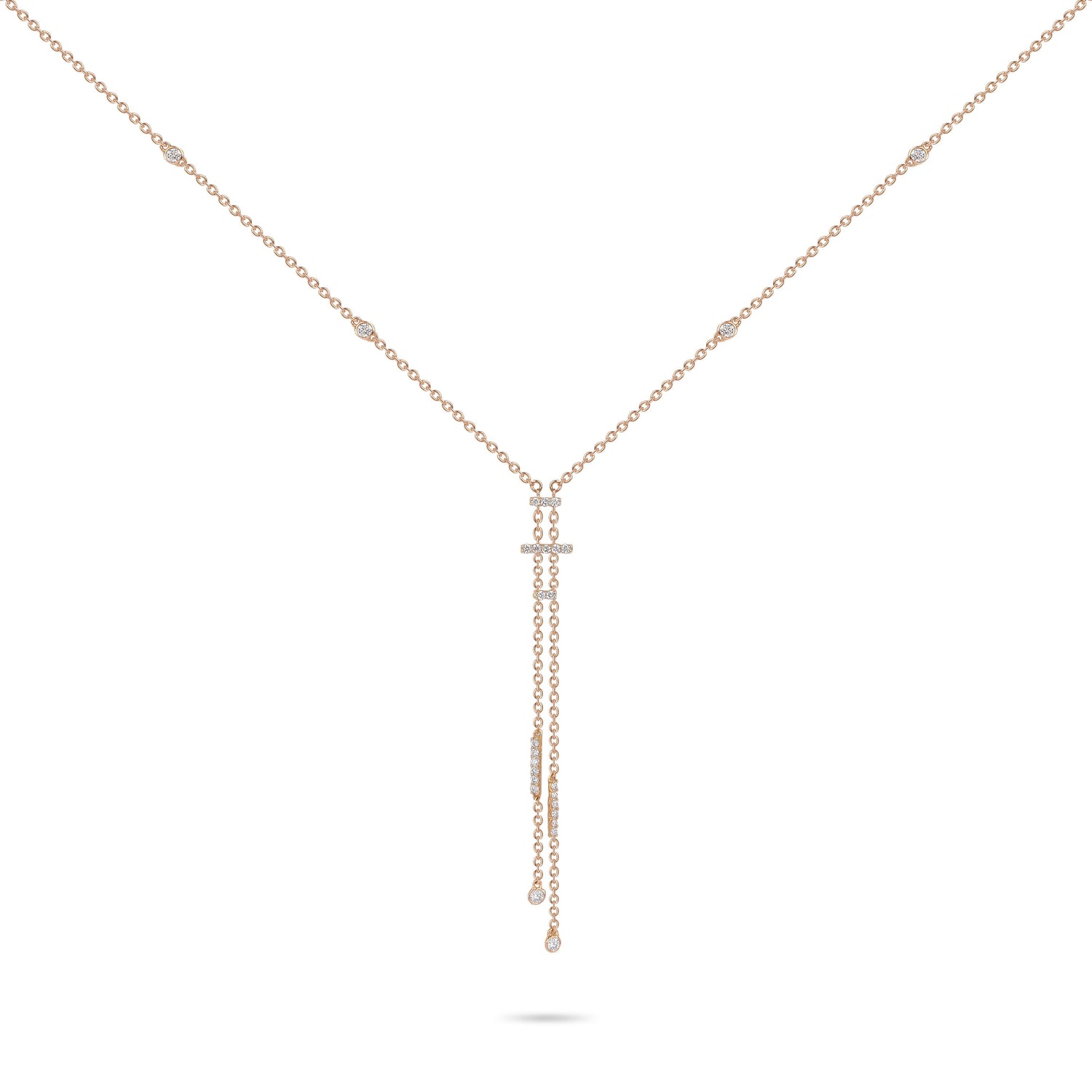 Rose Gold Drop Chain Diamond Necklace | Diamond Necklace | Diamond Jewellery Online