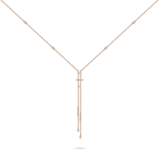 Rose Gold Drop Chain Diamond Necklace | Diamond Necklace | Diamond Jewellery Online