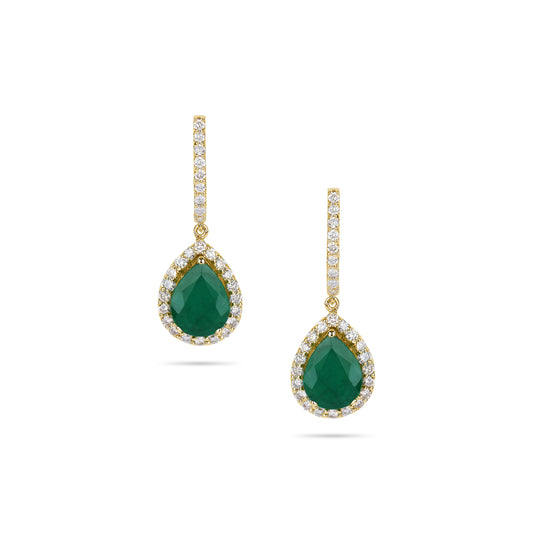 Emerald & Diamond Accented Earrings