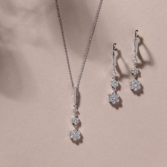 Diamond Floral Drop Earrings | Jewelry store