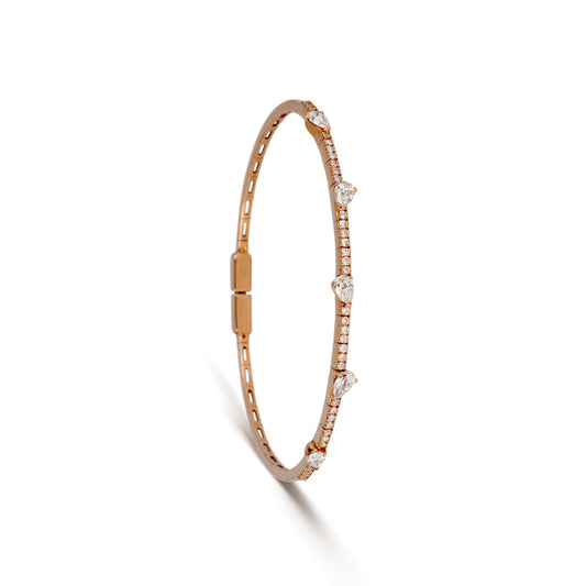 Asymmetric Patterned Pear Diamond Bracelet