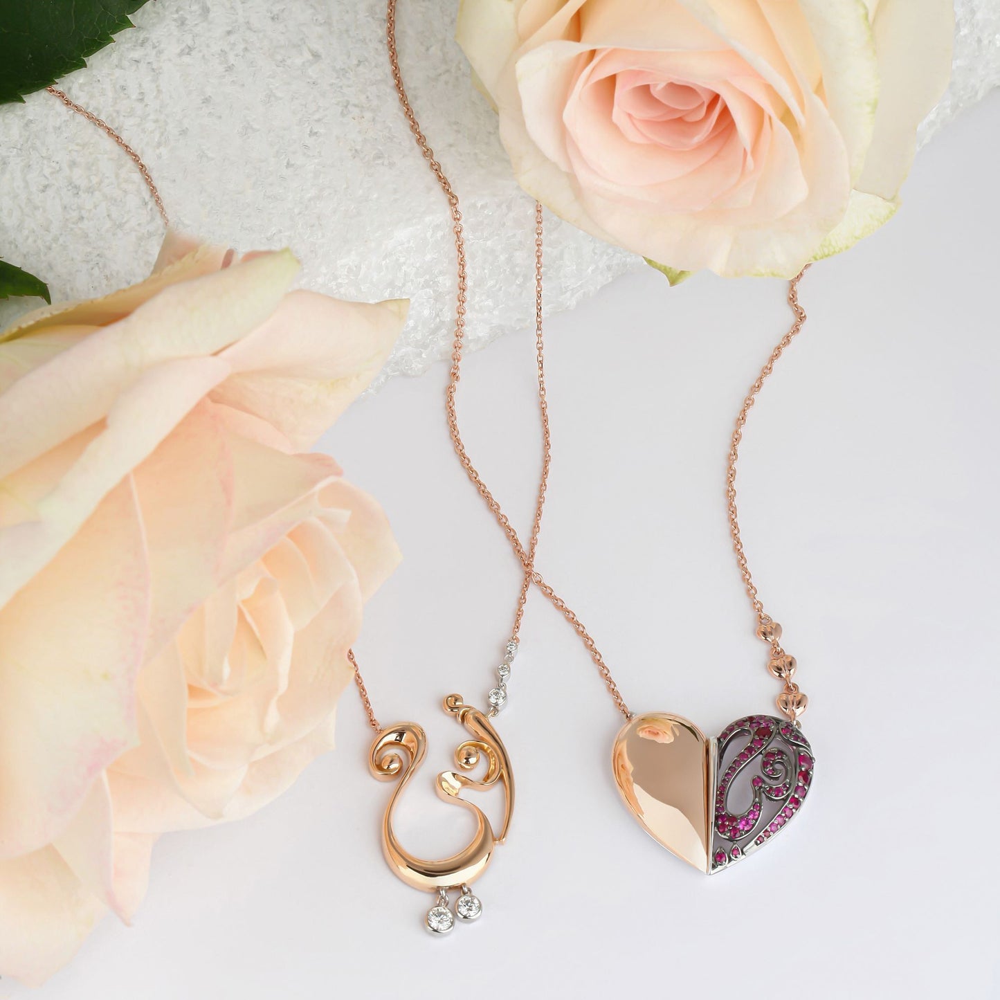 The Mothers' Day Edition - Custom Arabic Letter "Mother" Rose Gold & Diamond Necklace | Designer Jewellery Online
