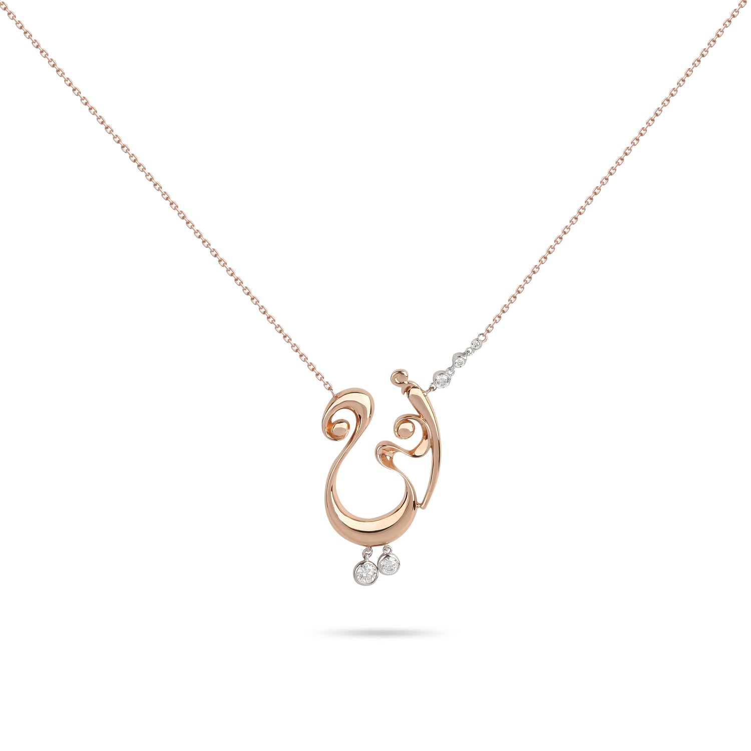 The Mothers' Day Edition - Custom Arabic Letter "Mother" Rose Gold & Diamond Necklace | Buy Necklace Online