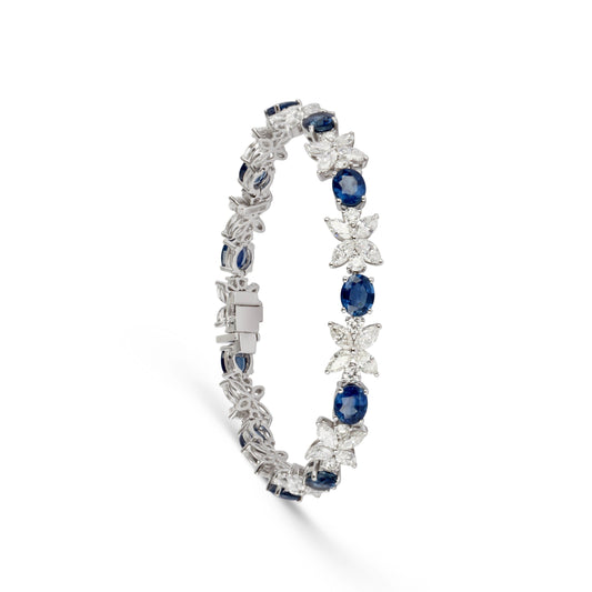 Sapphire & Diamond Patterned Link Bracelet
