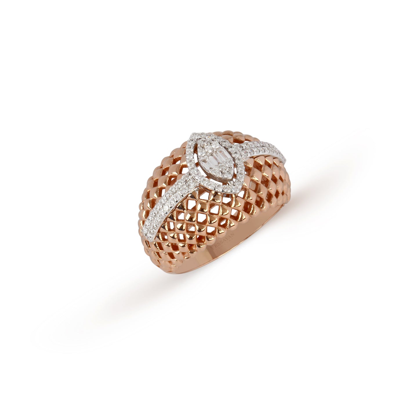 Two-Tone Perforated Illusion Diamond Ring | diamond jewelers | diamond rings