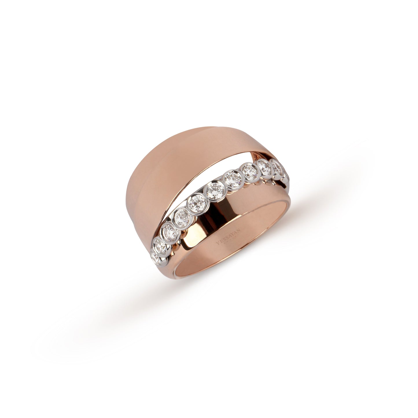 Two-Tone Bezel Diamond Open Band | diamond jewelers | diamond rings