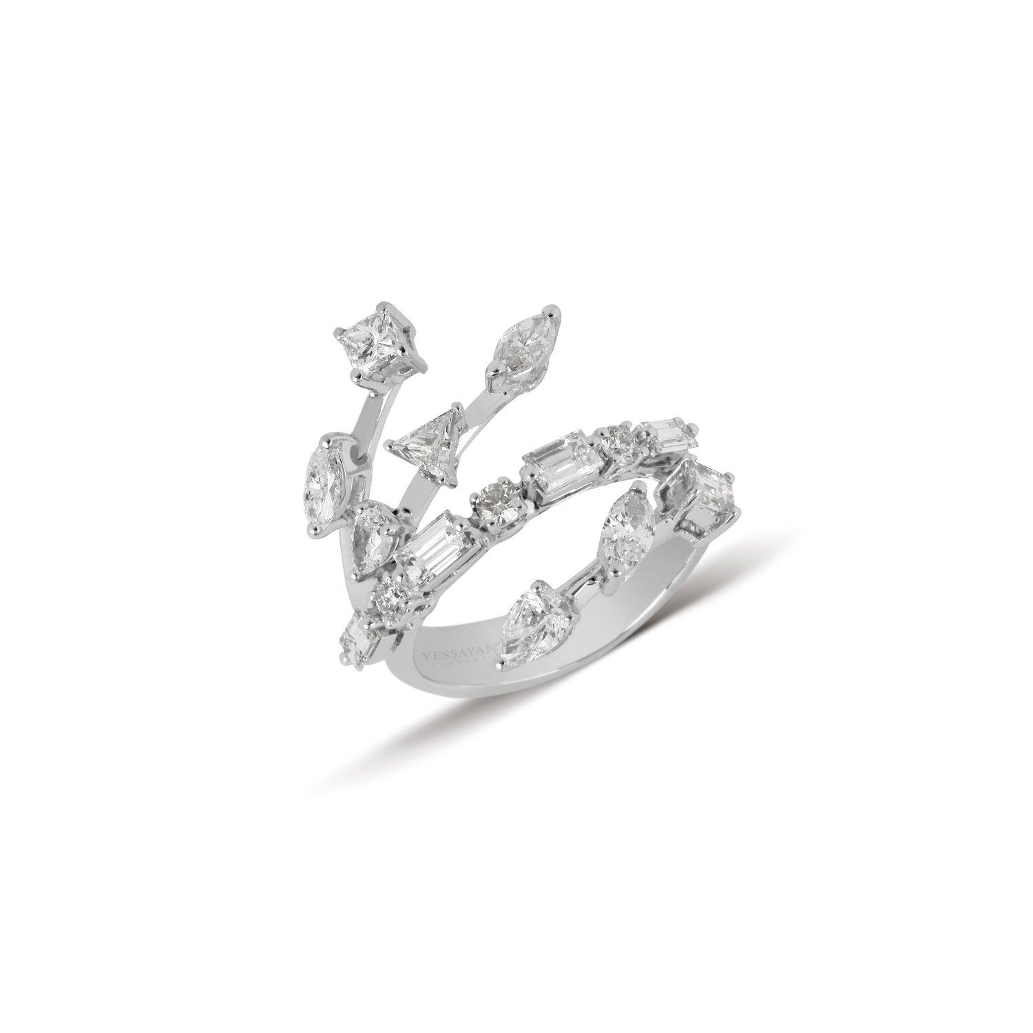 Multi-Cut Diamond Overlapping Ring | jewelry online store | diamond rings