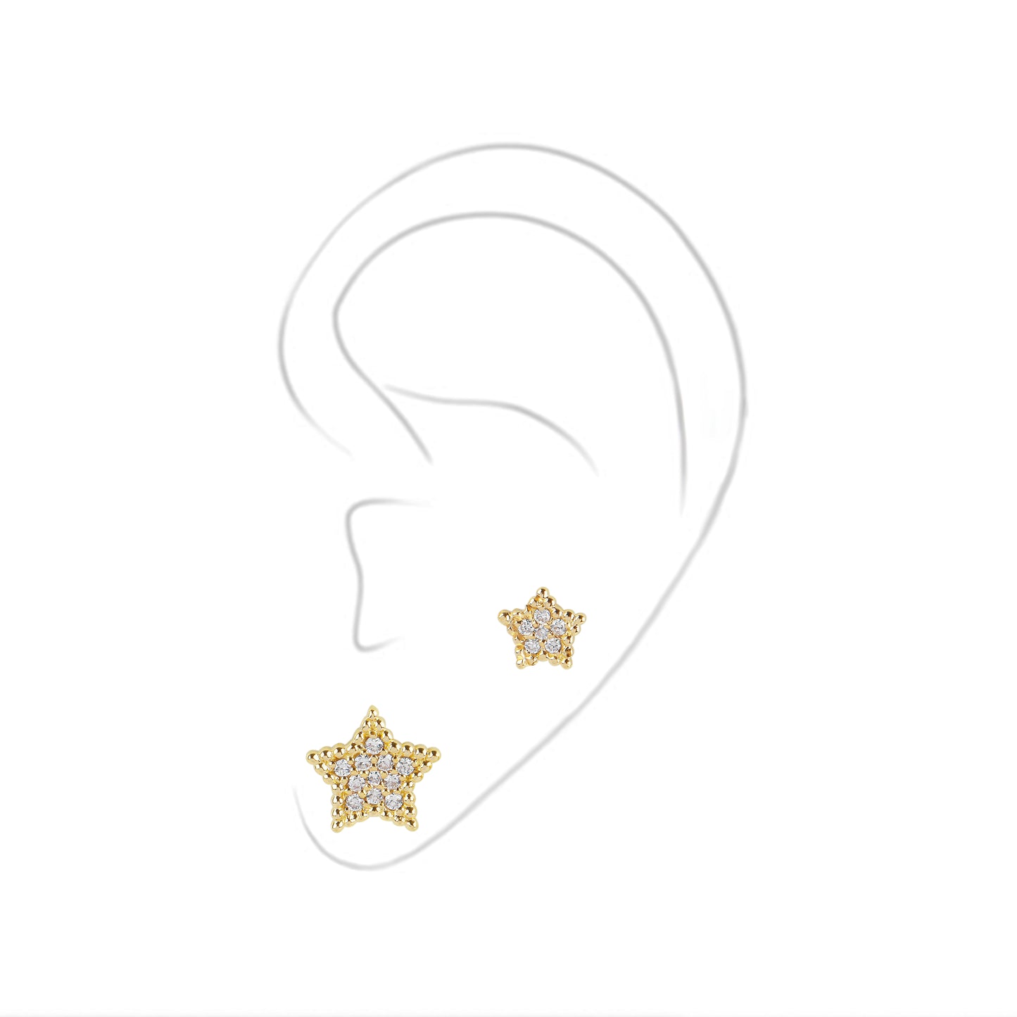 Single Side Star Stud Diamond Earring
