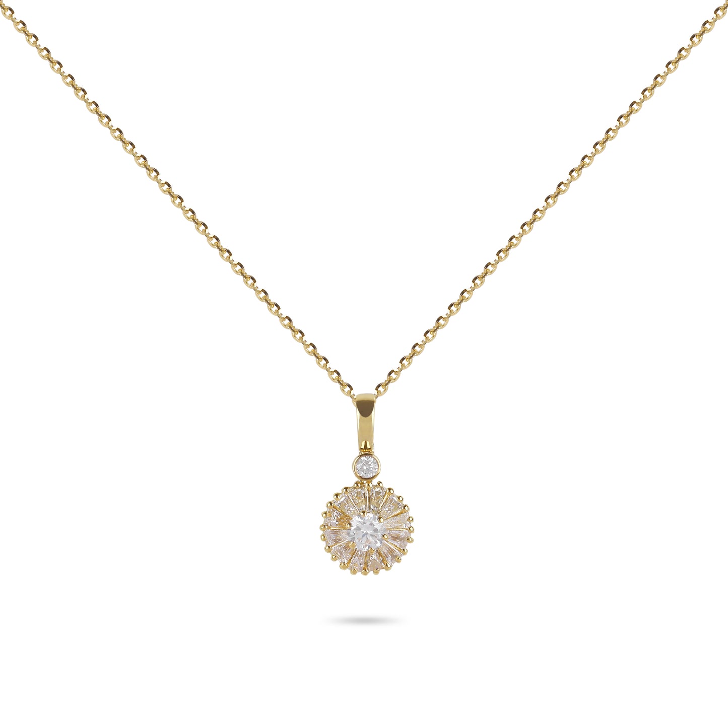 Baguette Frame Flower Diamond Necklace