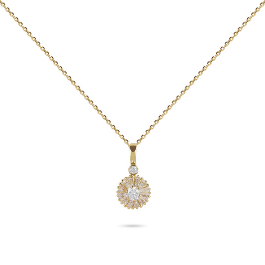 Baguette Frame Flower Diamond Necklace