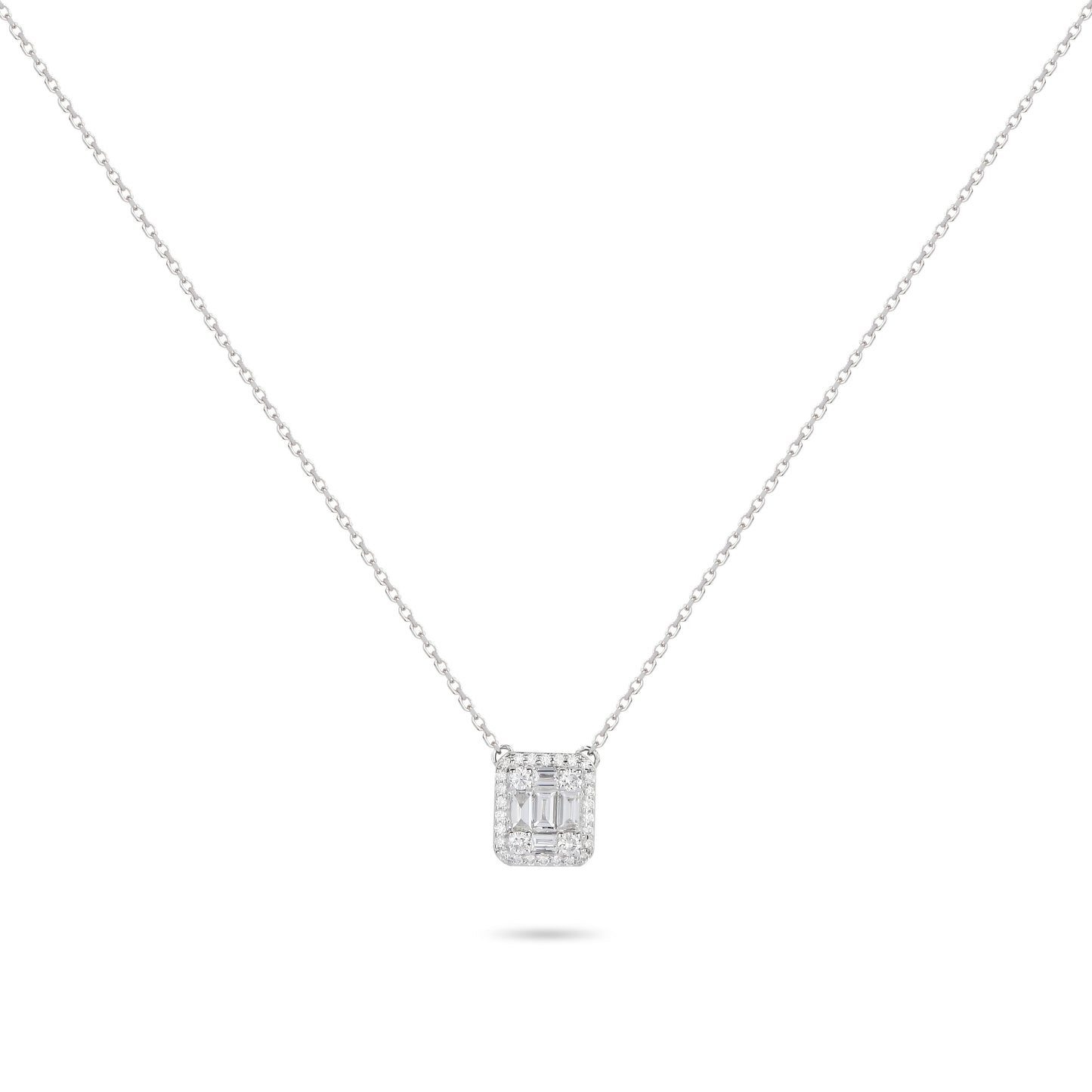 Framed Diamond Baguette Necklace | Diamond Necklace | Diamond Gold Necklace
