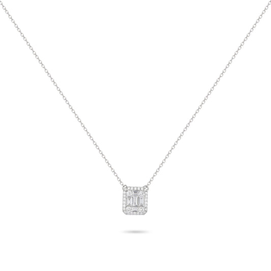 Framed Diamond Baguette Necklace | Diamond Necklace | Diamond Gold Necklace