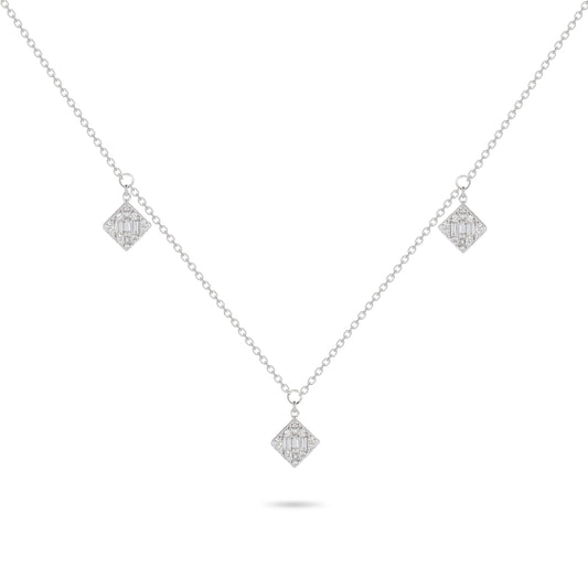 Square Diamond Charm Necklace | Diamond Necklace | Diamond Necklace Design