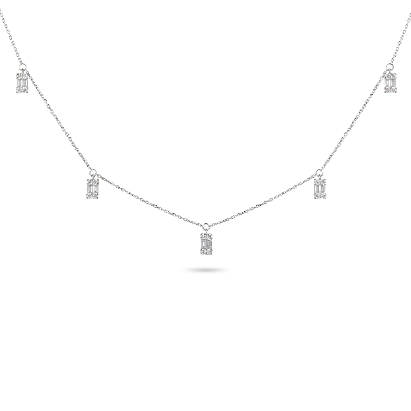 Drop Baguette Diamond Charm Necklace | Diamond Necklace Best Jewellery Stores