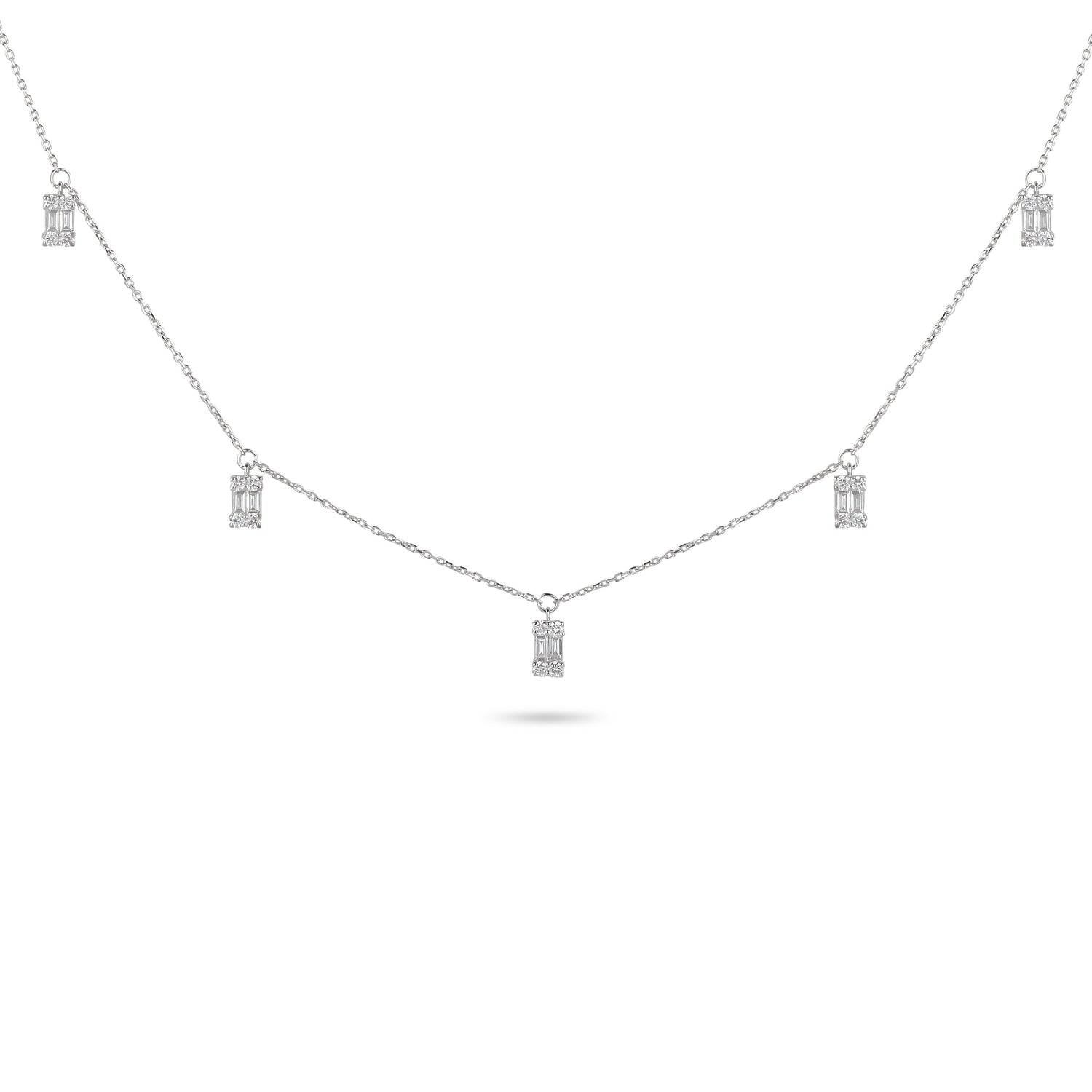 Drop Baguette Diamond Charm Necklace | Diamond Necklace Best Jewellery Stores