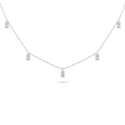 Drop Baguette Diamond Charm Necklace | Diamond Necklace Best Jewellery Stores