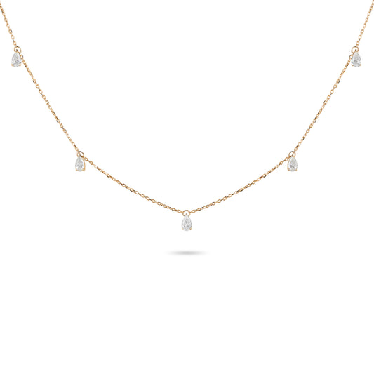 Diamond Pear Charm Necklace