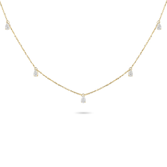 Diamond Pear Charm Necklace