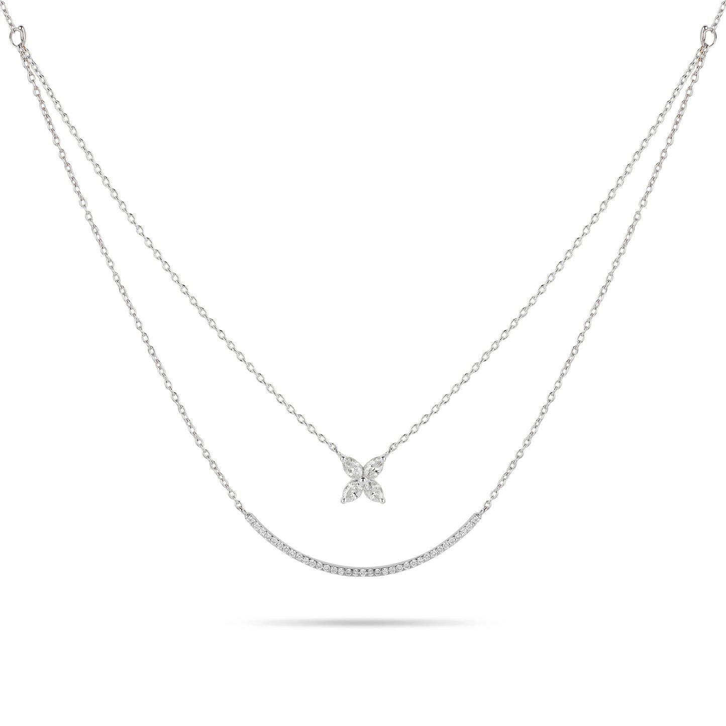 Double Chain Floral Diamond Necklace