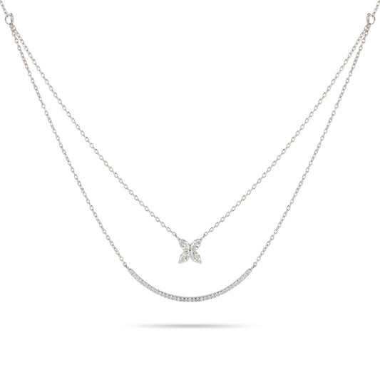 Double Chain Floral Diamond Necklace