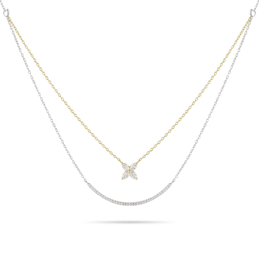 Double Chain Floral Diamond Necklace