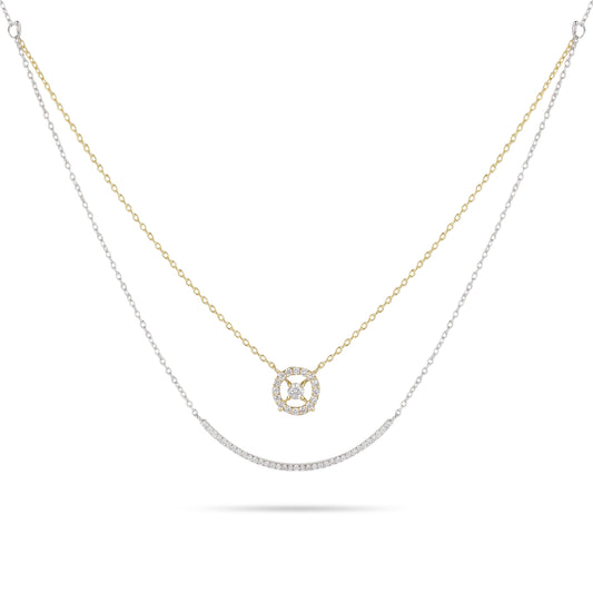 Double Chain Diamond Pendant Necklace