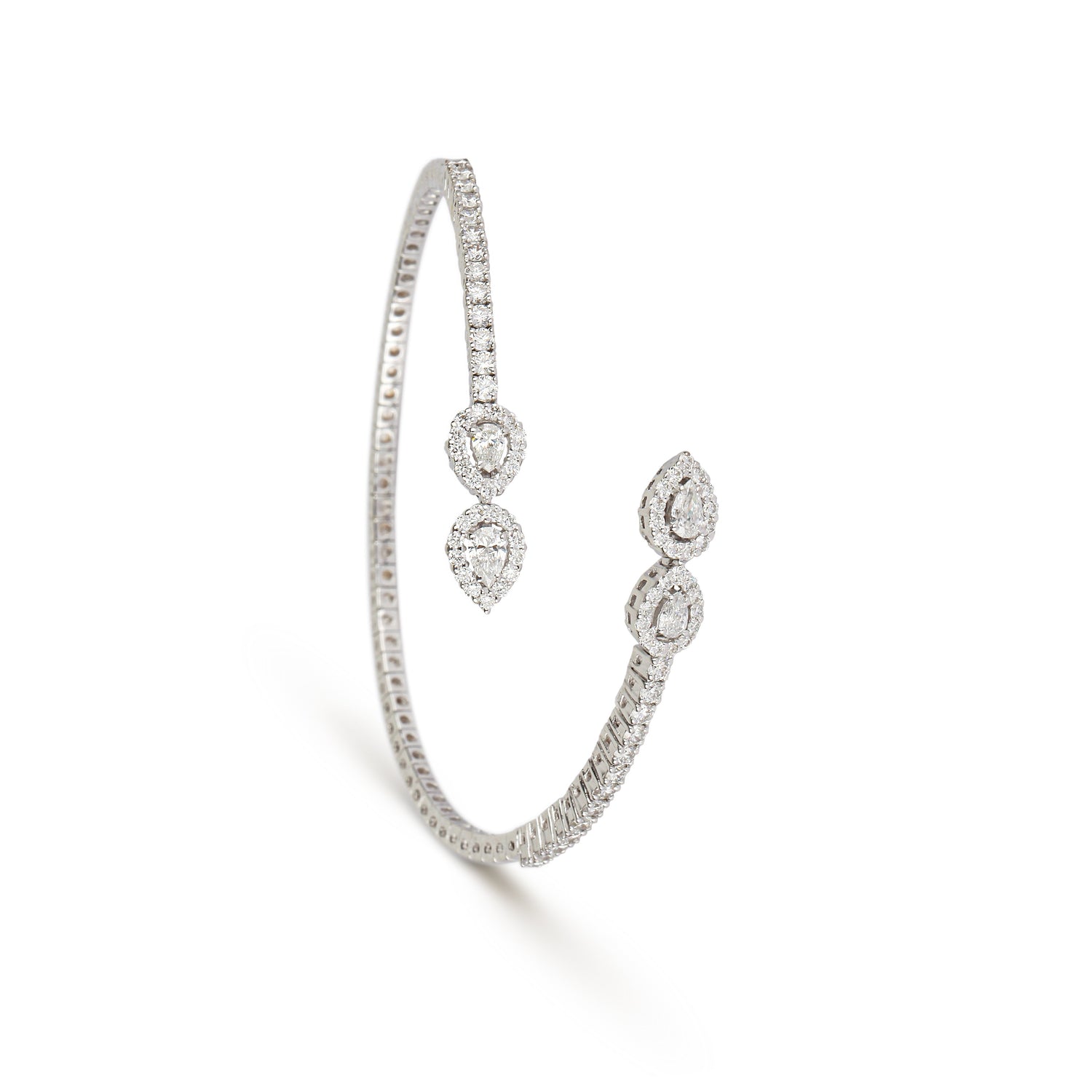 Double Pear Shape Full Diamond Cuff | jewelry online store | diamond bracelet