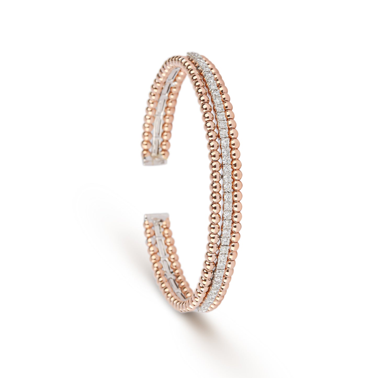 Triple Layer Rose Gold & Diamond Cuff | best jewelry online in Kuwait
