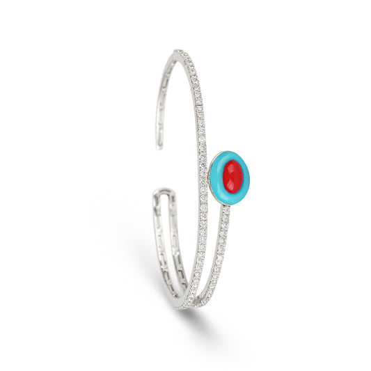 Turquoise, Coral, & Diamond Cuff | Tennis bracelet in Saudi Arabia