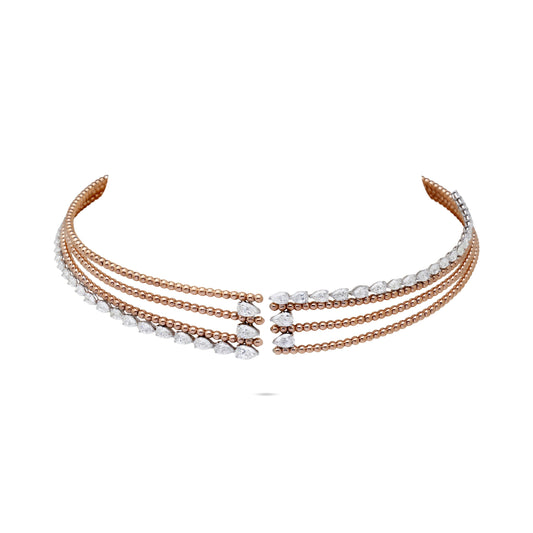 Diamond Two-Tone Multi-Row Beaded Choker