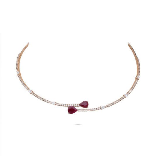 Ruby & Diamond Overlapping Choker
