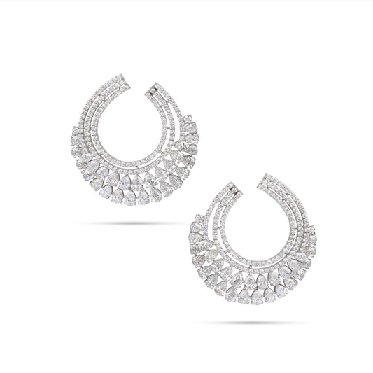 Diamond Dangling Hoop Earrings