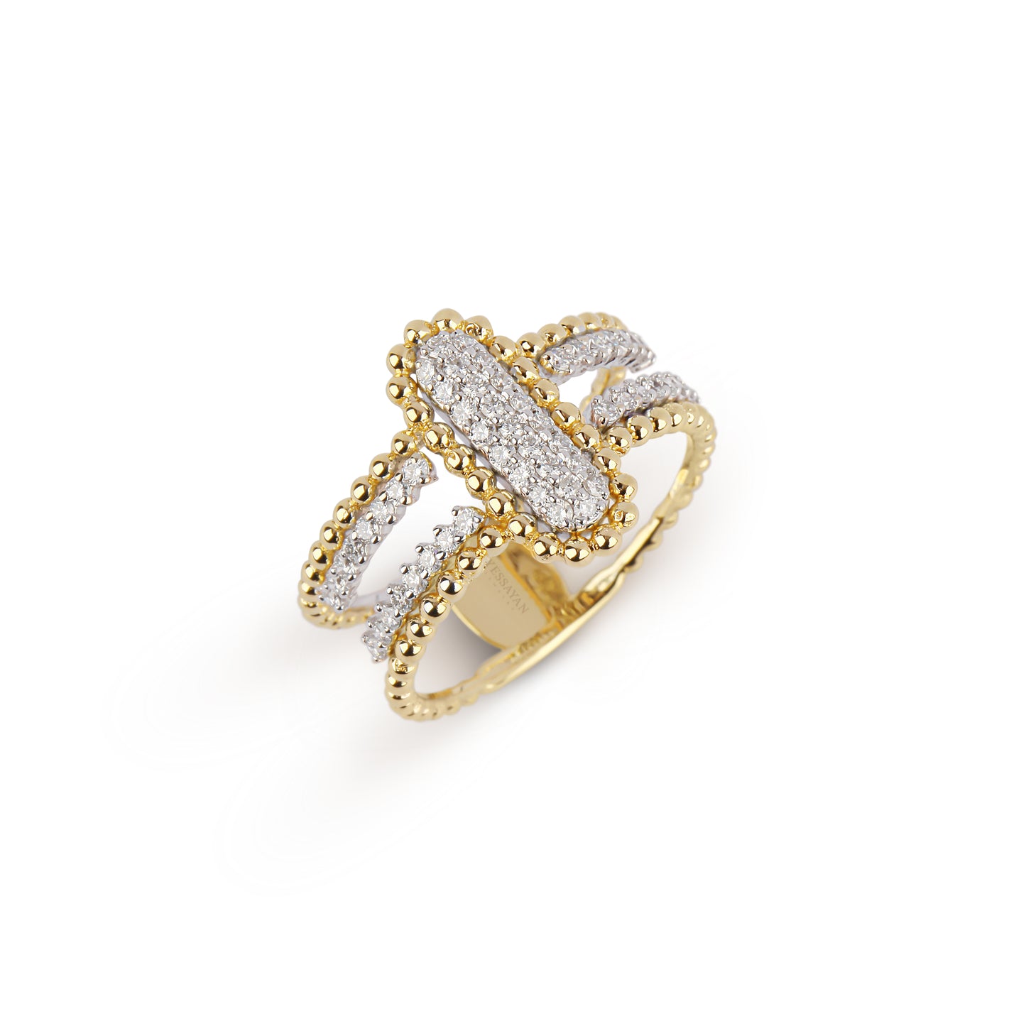 Double Layer Yellow Gold & Diamond Ring | best jewellery stores | diamond rings