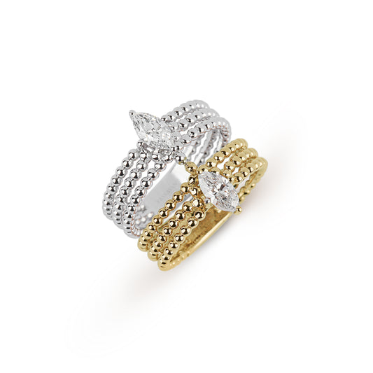 Two-Tone Stacked Diamond Ring