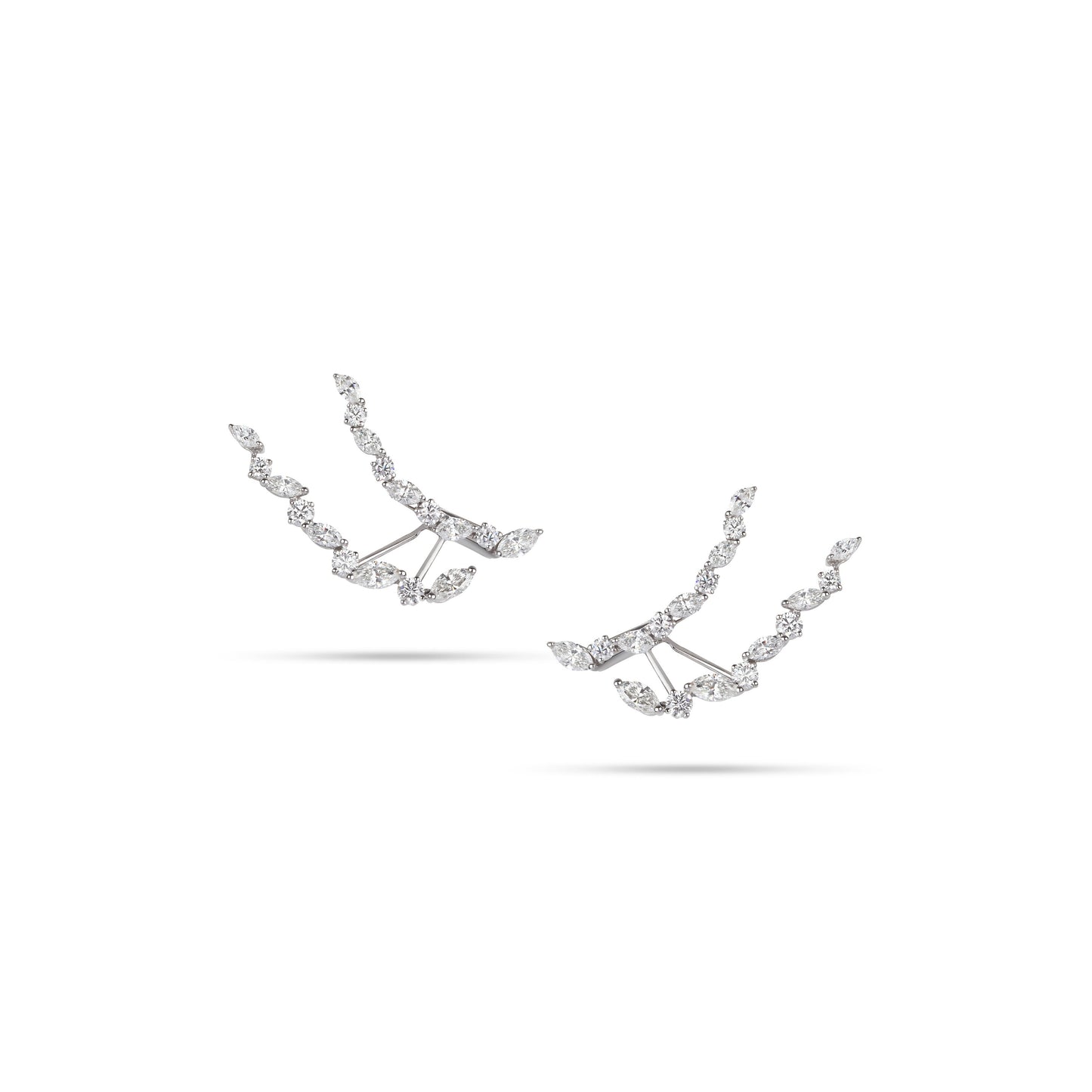 Two-Row Diamond Crawler Earrings