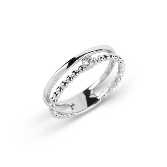 Double Bead Band Diamond Ring