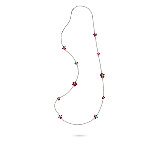 Ruby & Diamond Floral Long Necklace