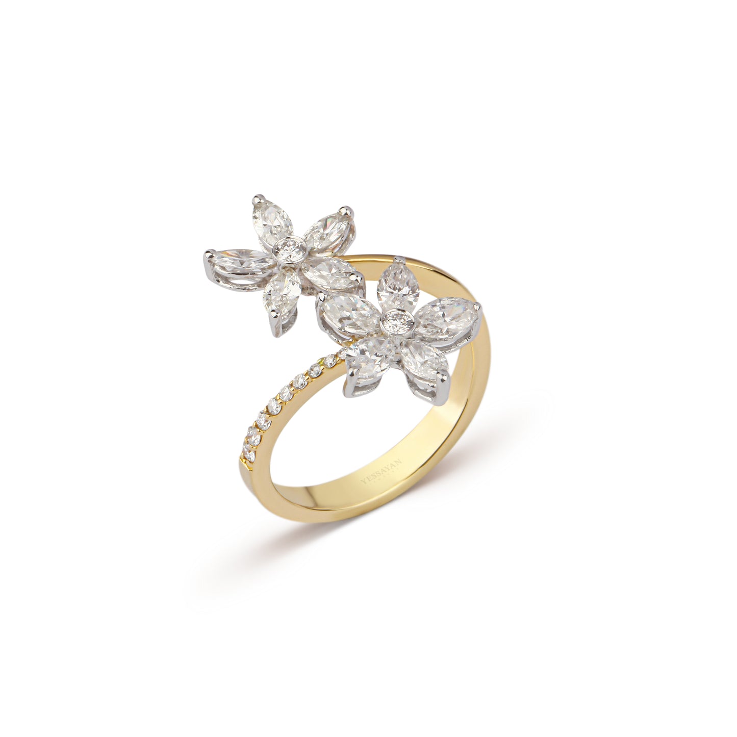 Floral Open Band Diamond Ring