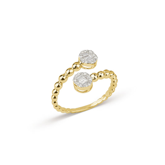 Double Diamond Beaded Band Ring